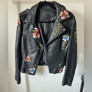 The Francis Faux Leather Cropped Moto Jacket